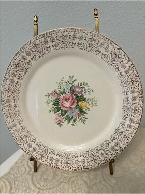 Antique American Limoges Triumph ROSALIE 10" Dinner Plate 22kt Gold Trim Floral